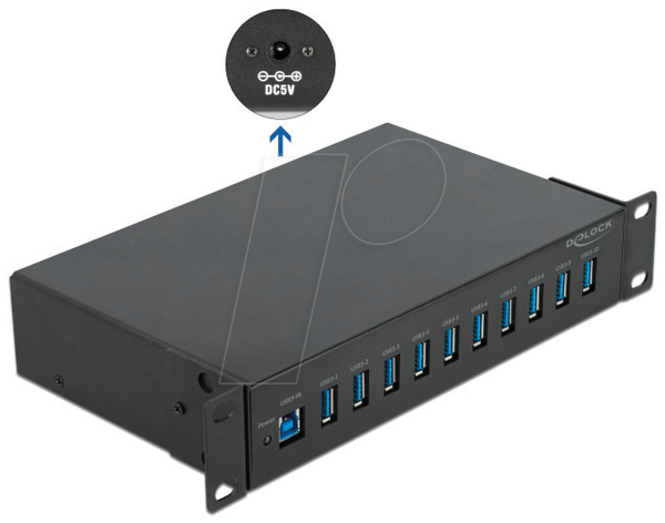 Промисловий концентратор USB 3.0 10-портовий 10-дюймовий, чорний