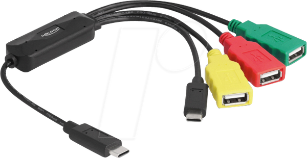 Кабельний концентратор USB 2.0 на 4 порти, 3x A-роз'єм, 1x C-роз'єм, 30 см