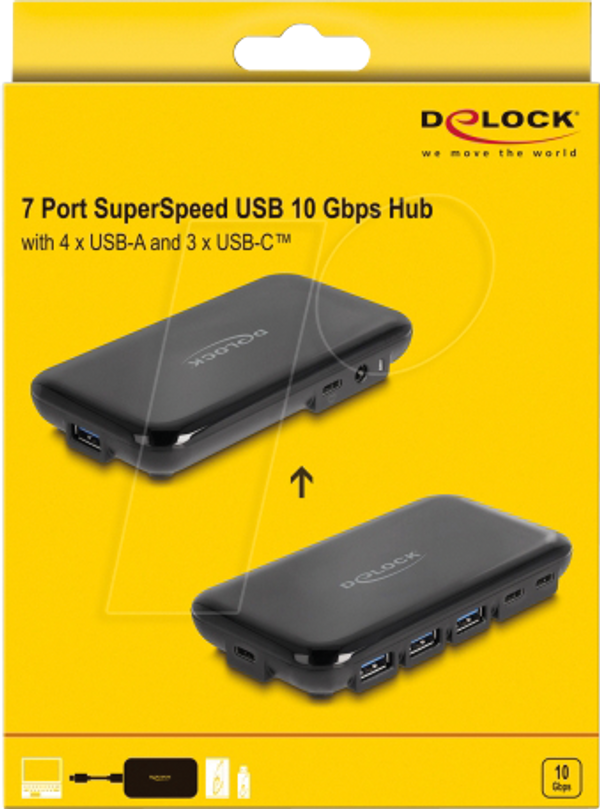 USB 3.1 концентратор 7 портів, 4x USB-A, 3x USB-C