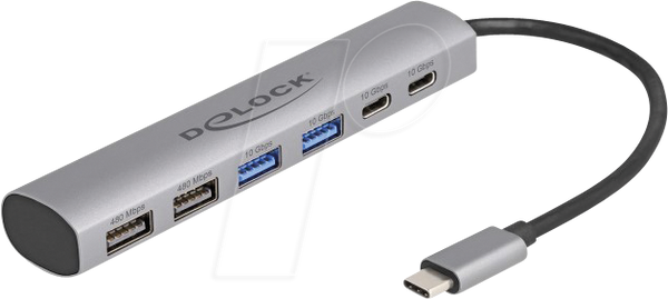 USB 3.0 6-портовий хаб, USB-C на 2x A, 2x C, 2x 2.0 A, 15 см