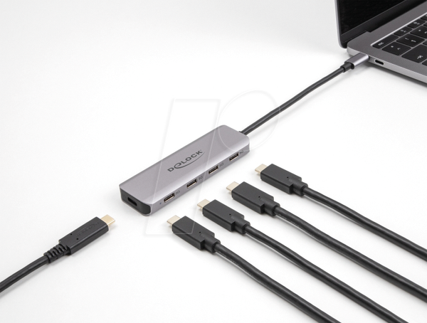 USB 3.0 4-портовий концентратор, USB-C на 4x C + живлення, 15 см