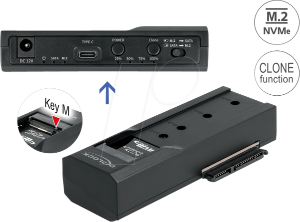 Конвертер 1x M.2, 1x SATA, USB Type-C™