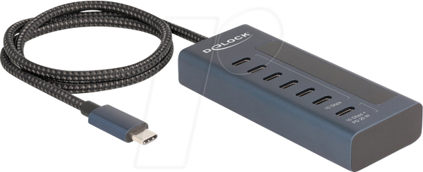 Концентратор USB 3.1, 7 портів, USB-C на 7x C, індикатор живлення