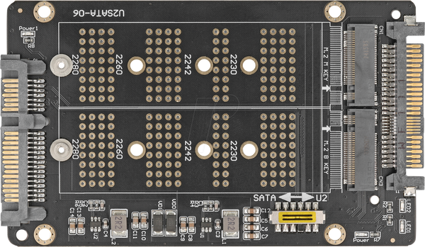 Перехідник M.2 key M NVMe на U.2 та M.2 key B SATA на SATA