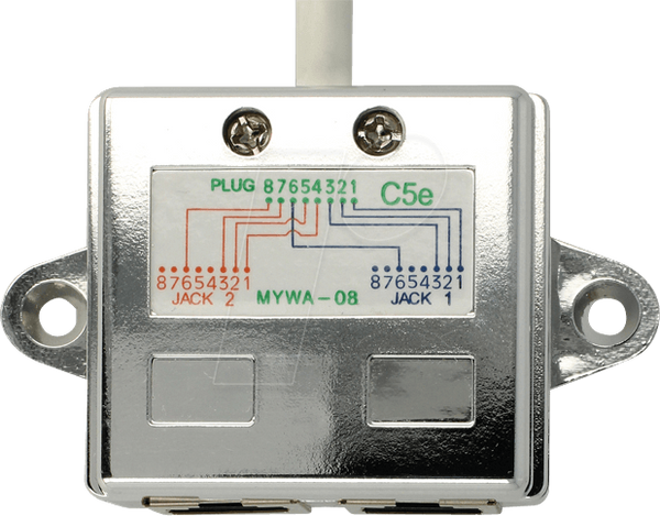 Подвійник портів RJ45 1x штекер -> 2x розетка 2x Ethernet
