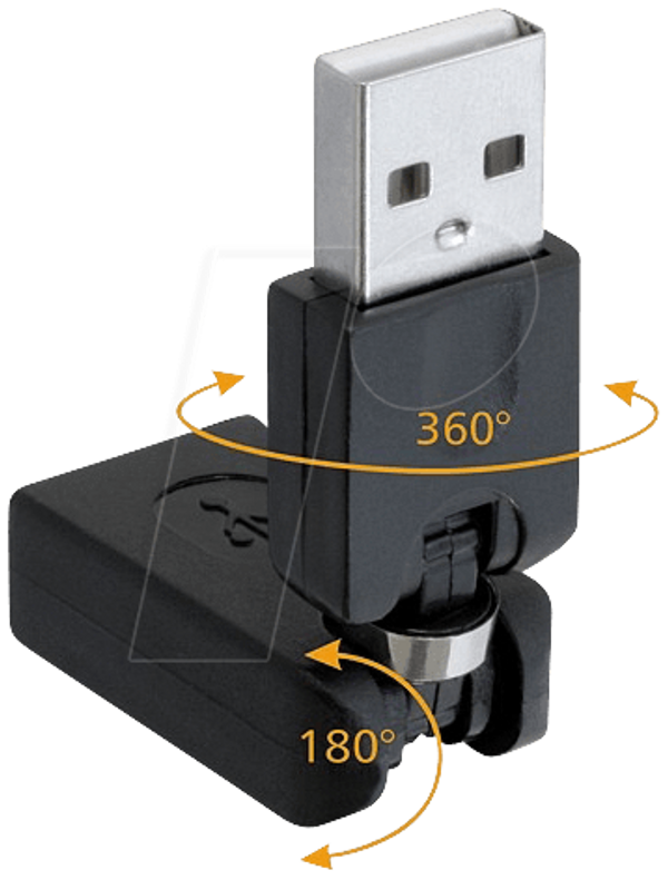 USB 2.0 A вилка > розетка, обертовий адаптер
