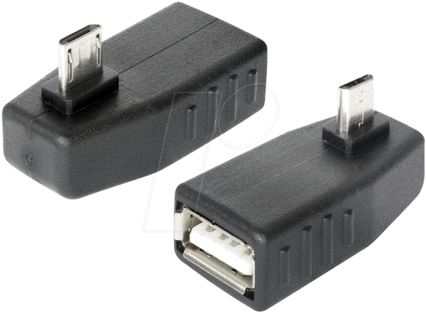 Мікро-штекер USB > порт USB A, OTG, під кутом 90°