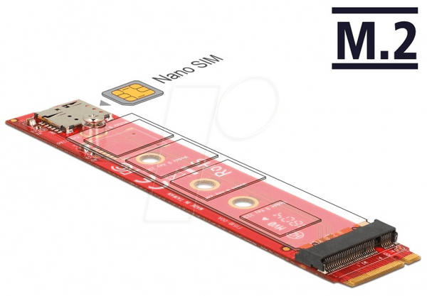 Адаптер Delock M.2 Key B > M.2 Key B + nano SIM