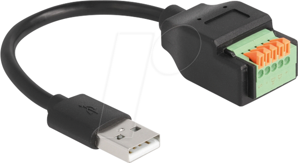 Кабель USB 2.0, штекер A-подібний до клемної колодки з кнопкою, 15 см