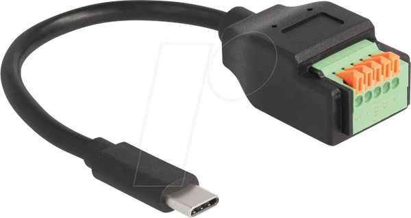 Кабель USB 2.0, роз'єм C чоловічий - клемна колодка з кнопкою, 15 см