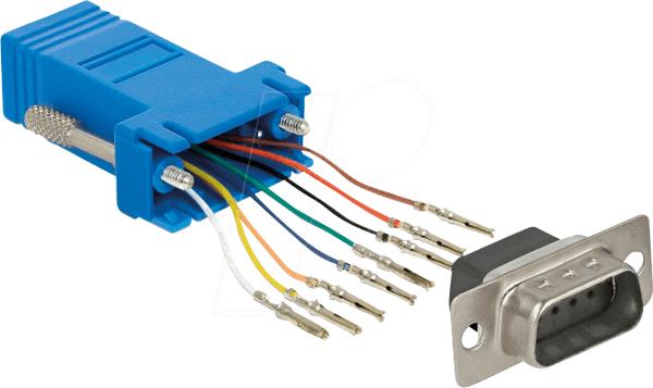 Комплект адаптера Sub-D 9-контактний чоловічий на RJ45 жіночий, синій