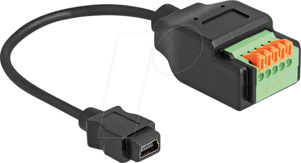 USB 2.0 Kabel Mini-B Buchse/Terminalblock mit Dructaster 15 см