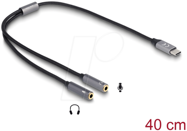 Адаптер, разъем USB-C > 2 разъема Jack, 24 бит, 96 кГц