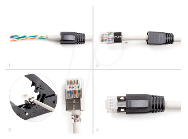 Модульний штекер RJ45 Cat.7, з розвантаженням від натягу, 25 штук