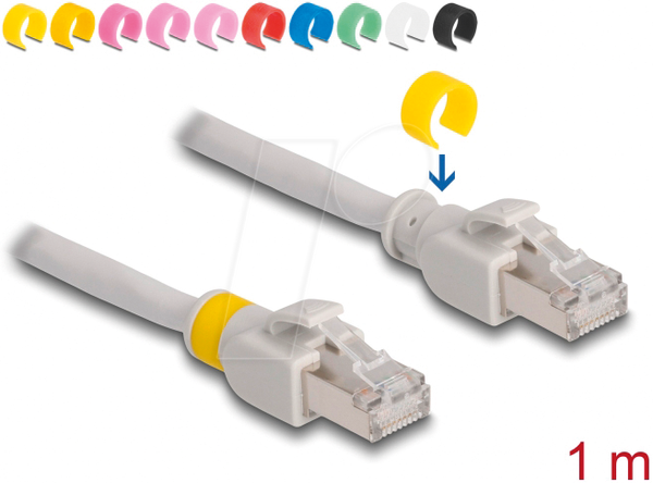 Мережевий кабель RJ45 Cat.6A S/FTP з кольоровими затискачами 1 м
