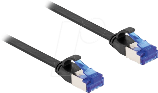 Плоский кабель RJ45, Cat.6a, 0,25 м, чорний