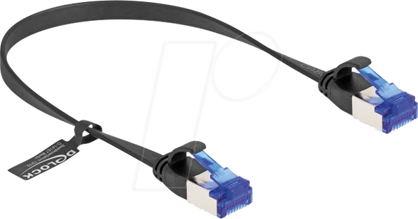 Плоский кабель RJ45, Cat.6a, 0,25 м, чорний