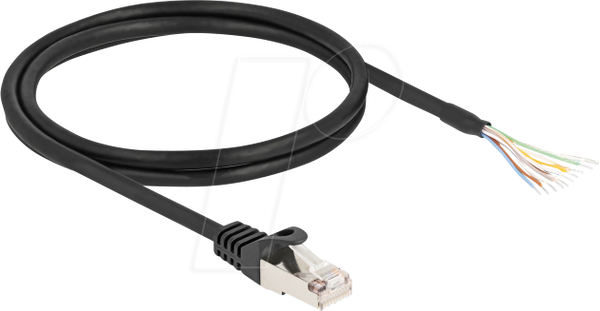 Кабель RJ50, штекер / відкриті кінці, S/FTP, 1 м, чорний