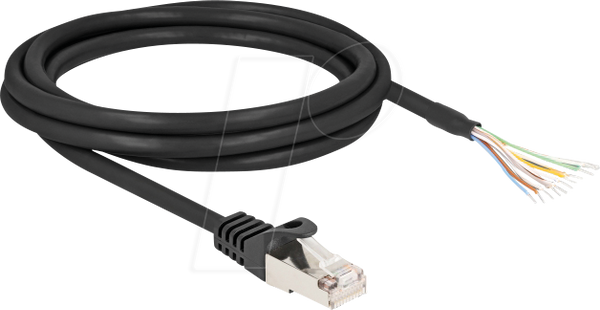 Кабель RJ50, штекер / відкриті кінці, S/FTP, 2 м, чорний
