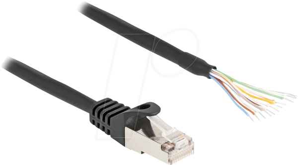 Кабель RJ50, штекер / відкриті кінці, S/FTP, 3 м, чорний