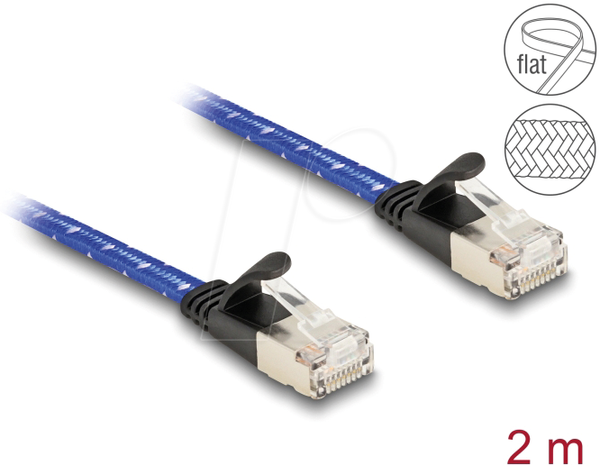 Мережевий кабель RJ45 плоский шлейф Cat.6A U/FTP 2 м синій