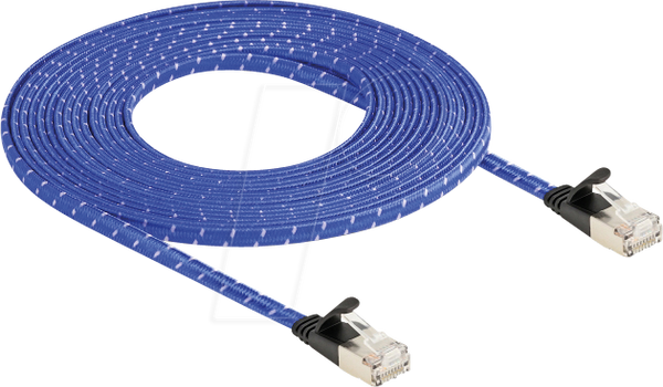 Мережевий кабель RJ45 плоский стрічковий Cat.6A U/FTP 5 м синій