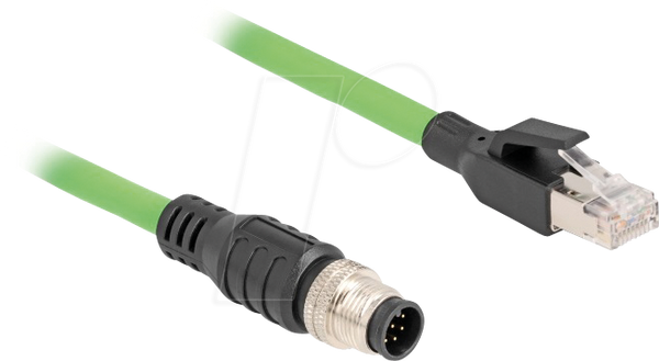 Кабель M12, A-кодування, 8-контактний штекер / штекер RJ45, 2 м