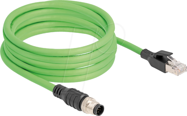 Кабель M12, A-кодування, 8-контактний штекер / штекер RJ45, 5 м