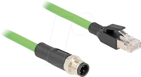 Кабель M12, D-кодування, 4-контактний штекер / штекер RJ45, 1 м