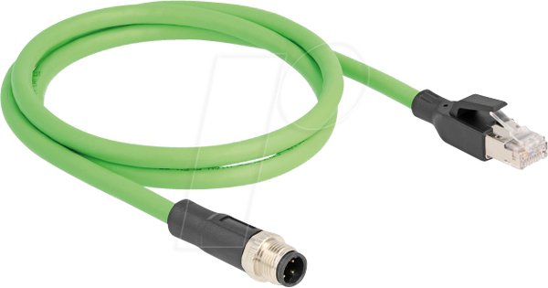 Кабель M12, D-кодування, 4-контактний штекер / штекер RJ45, 1 м