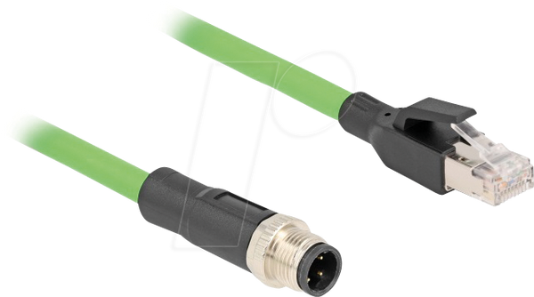 Кабель M12, D-кодування, 4-контактний штекер / штекер RJ45, 2 м