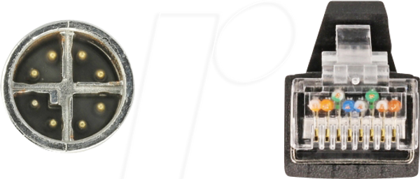 Кабель M12, X-кодування, 8-контактний штекер / штекер RJ45, 5 м