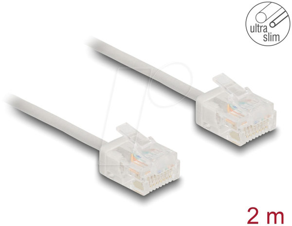 Мережевий кабель RJ45 Cat.6 UTP Ultra Slim 2 м сірого кольору з коротким штекером