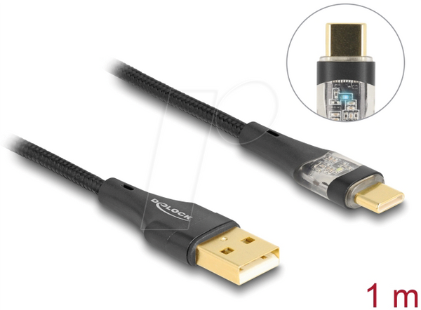 Кабель синхронізації та заряджання, USB-A > C, 60 Вт, текстильний, 1,0 м