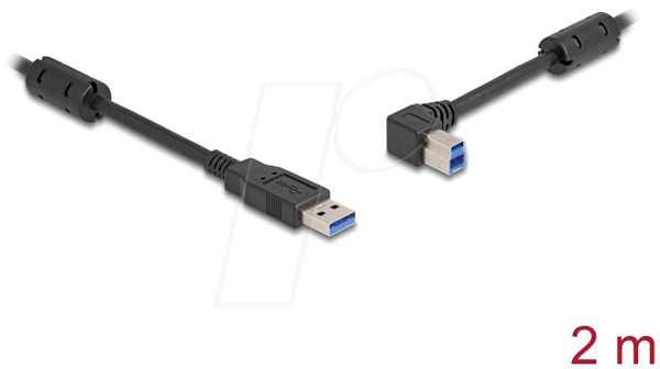 Кабель USB 3.0, штекер A до штекера B, 90° лівий, 2 м