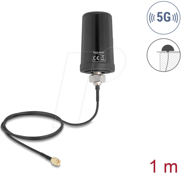 Антена 5G LTE GNSS WiFi 6, SMA штекер, 1.1 - 4.0 dBi, всеспрямована