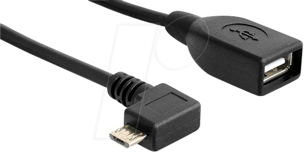USB micro-B штекер під кутом 90° > USB-A роз'єм OTG 50 см