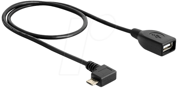 USB micro-B штекер під кутом 90° > USB-A роз'єм OTG 50 см