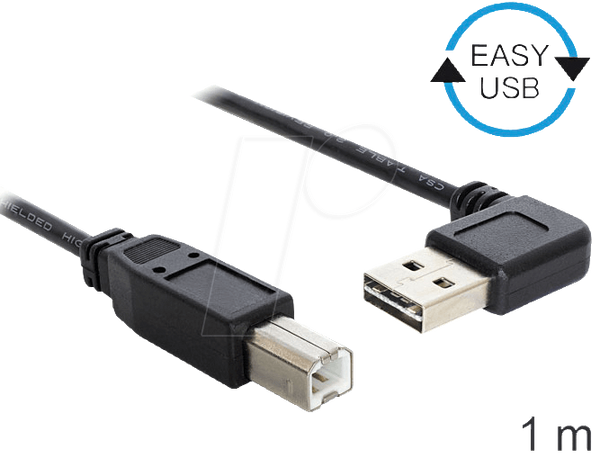 EASY-USB 2.0 штекер A, кутовий > B, 1 м