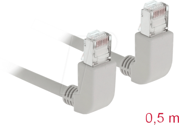 Мережевий кабель RJ45 Cat.6A S/FTP, під кутом вгору / з роз'ємом вгору, 0,5 м