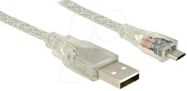 Кабель USB 2.0 Type-A male > USB 2.0 Micro-B татова 0,5 м прозора