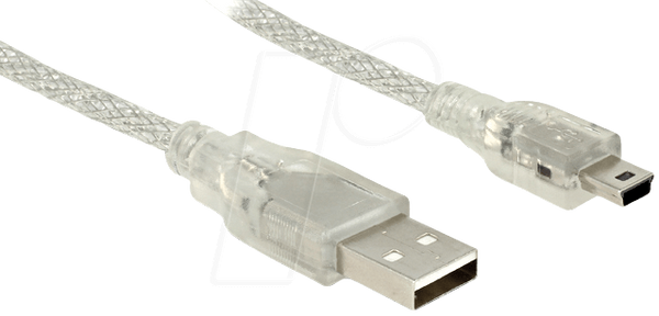 Кабель USB 2.0 Type-A чоловічий > USB 2.0 Mini-B чоловічий 0,5 м прозорий