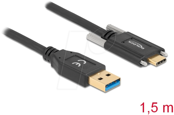 Кабель USB 3.0, роз'єм A до роз'єму C, гвинти збоку, 1