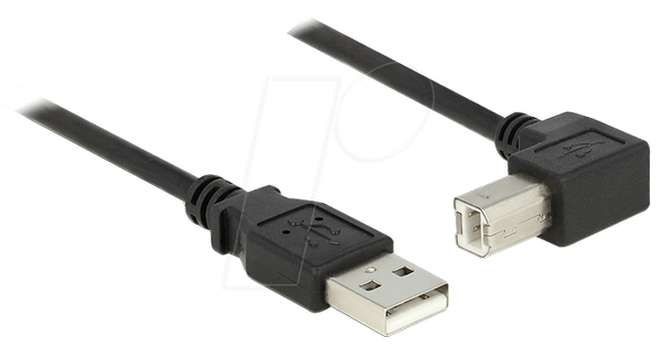 Кабель USB 2.0 Type-A чоловічий > USB 2.0 Type-B чоловічий кутовий 1,5 м чорний