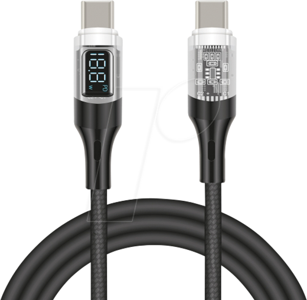 Кабель синхронізації та заряджання, USB-C, 100 Вт, індикатор живлення, 2,0 м