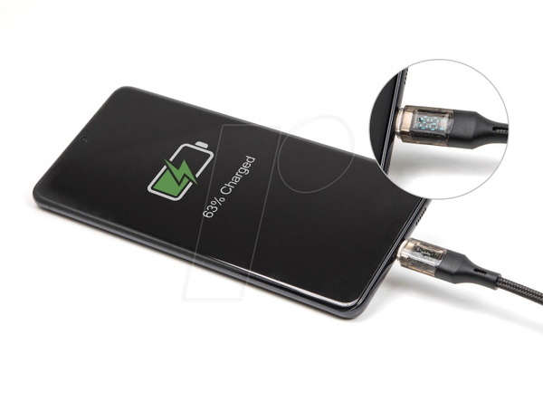 Кабель синхронізації та заряджання, USB-C, 100 Вт, індикатор живлення, 2,0 м