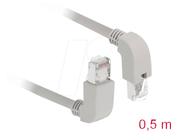 Мережевий кабель RJ45 Cat.6A S/FTP, кутовий вгору/вниз, 0,5 м