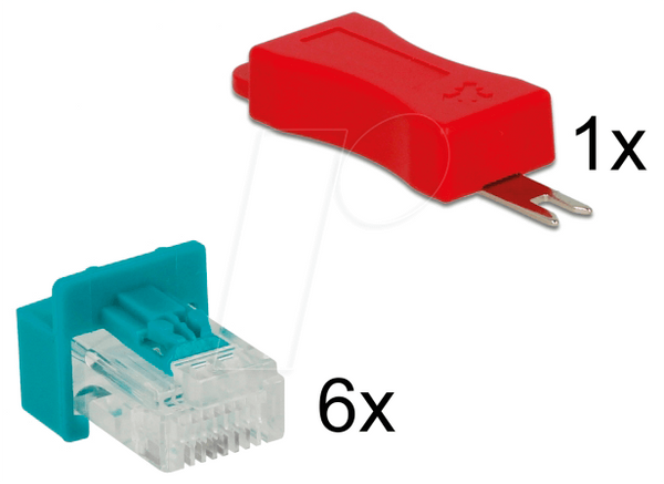 Комплект мережевих застібок RJ45 Secure Clip, 6 штук