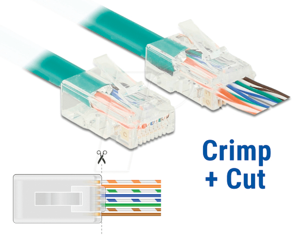 Вилки RJ45 обжимні+зрізані Cat.5e UTP 20 штук