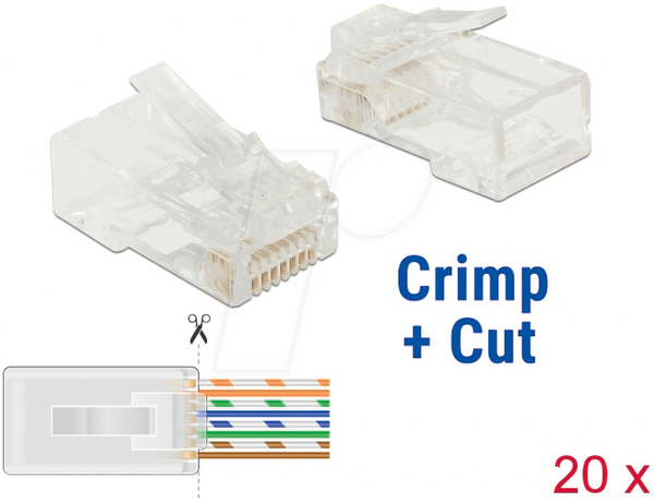 Вилки RJ45 обжимні+зрізані Cat.6 UTP 20 штук